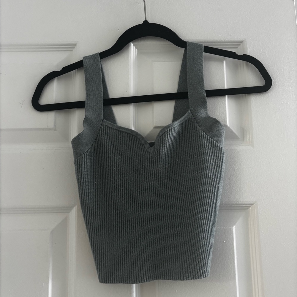 Abercrombie & Fitch dusty blue Ribbed Tank Top